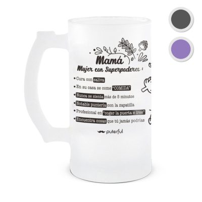 Jarra Cerveza 500ml - Mamá, mujer con superpoderes