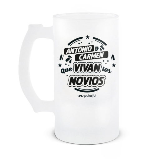 Set de Jarras de Cerveza 500ml Customizable - Que vivan los novios - Imagen 2