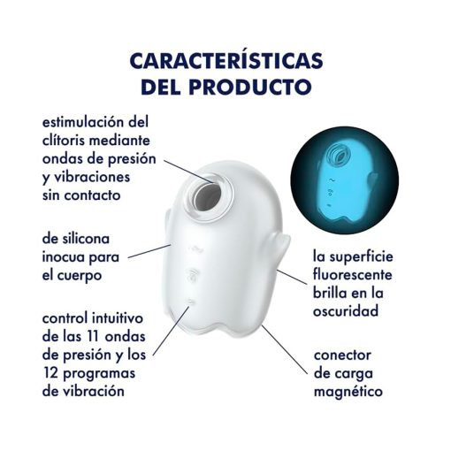 Satisfyer Glowing Ghost Blanco Succionador Brilla en la Oscuridad - Imagen 5